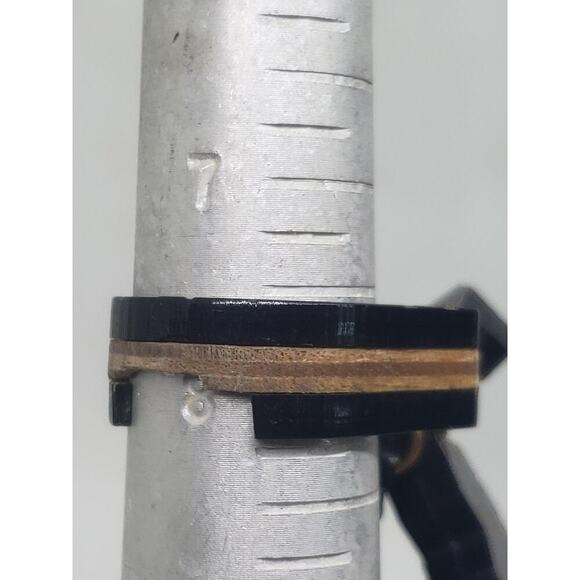 Artist Made Black Dangle Heart Charm Ring Wood Carved sz 7.75 - Picture 7 of 15